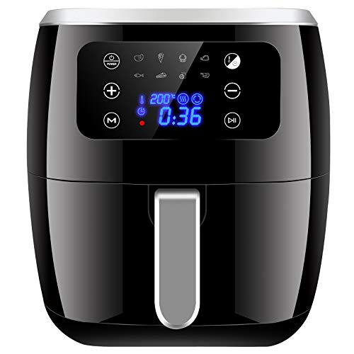 Bonsenkitchen Freidora sin Aceite 6L, Freidora Aire Caliente con 9 Programas, Temperatura y tiempo ajustable, freidora de aire sin aceites, cesta antiadherente, Sin BPA ni PFOA Bonsenkitchen Freidora sin Aceite 6L, Freidora Aire Caliente con 9 Programas, Temperatura y tiempo ajustable, freidora de aire sin aceites, cesta antiadherente, Sin BPA ni PFOA
