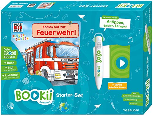 BOOKii® Starter-Set. WAS IST WAS Kindergarten. Unterwegs mit der Feuerwehr!: BOOKii® Der Hörstift mit Aufnahmefunktion / bluetoothfähig / mit Akku / ... Mitnehmen / Ladekabel mit 3-fach-Anschluss