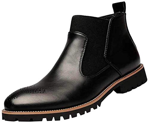 Botas Chelsea Botines de Piel para Hombre Italiano Estilo Elegante y Casual Retro Concesionario Mid Tobillo Zapatos De Boda De Zapatos De Vestir De Negocios Oxfords