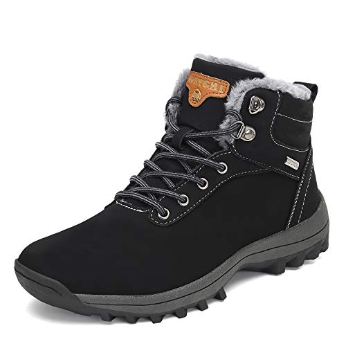 Botines Impermeables Hombre Mujer Botas de Nieve Botines Zapatos Senderismo Impermeables Deportes Trekking Zapatos Fur Forro Aire Libre Boots Mishansha Negro 43 EU