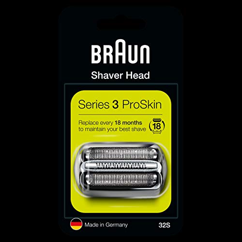 Braun Series 3 32S Cabezal de Recambio Plata para Afeitadora Eléctrica Hombre, Compatible con las Afeitadoras Series 3 ProSkin