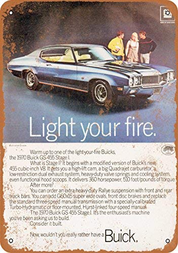 BRILLON 1970 Buick GS 455 Stage I - Cartel de Metal de Aspecto Vintage (20,3 x 30,5 cm) BRILLON 1970 Buick GS 455 Stage I - Cartel de Metal de Aspecto Vintage (20,3 x 30,5 cm)