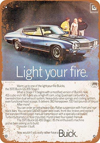 BRILLON 1970 Buick GS 455 Stage I - Cartel de Metal de Aspecto Vintage (20,3 x 30,5 cm)