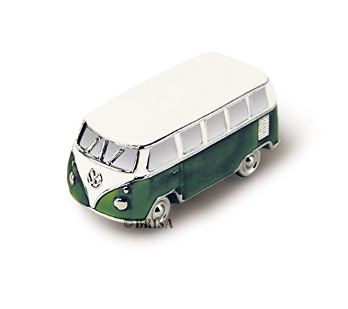 Brisa VW Collection - Volkswagen Furgoneta Hippie Bus T1 Van Mini Modelo en Caja de Regalo, Pisapapeles, Iman para Tablón de anuncios, Decoración Magnética para Nevera como Regalo/Souvenir (Verde)