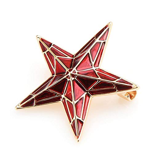 Broches de estrella de cinco puntas de esmalte rojo insignia mujeres hombres aleación pentagrama día de la victoria broches regalos, 1
