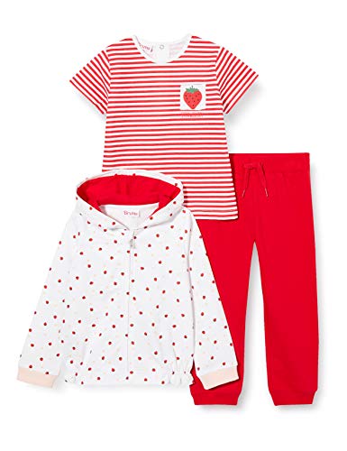 Brums Tuta 3pz:Top Zippato+Pant F.ina+t-Shirt Conjunto de Ropa, Multicolor (Bianco/Rossol 01 915), 74 (Talla del Fabricante: 9M) para Bebés