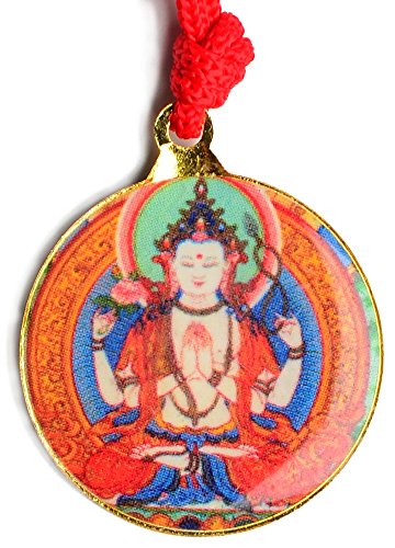 BUDDHAFIGUREN Amuleto budista - Chenresig con Kalachakra 3 cm de alto