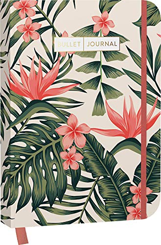 Bullet Journal "Coral Botanics" 05: Mit Punkteraster, Seiten für Index, Key und Future Log sowie Lesebändchen, praktischem Verschlussband und Innentasche