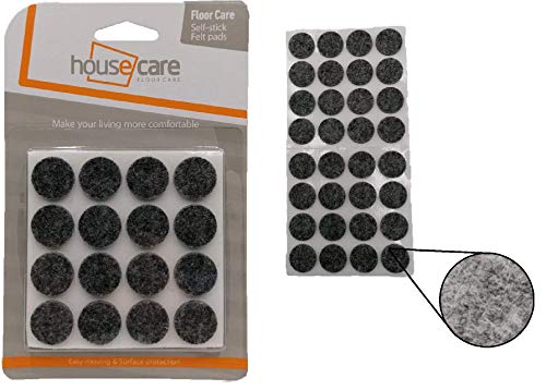 BULLYCAN - Pack 320 fieltros autoadhesivos protectores de suelo redondos, tamaño 18 mm, color gris