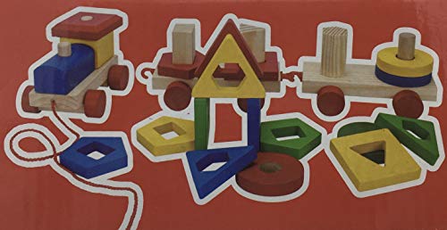 Bullycan Tren de Madera Vagones con Formas Geometricas Encajables de Colores 50cm Bullycan Tren de Madera Vagones con Formas Geometricas Encajables de Colores 50cm