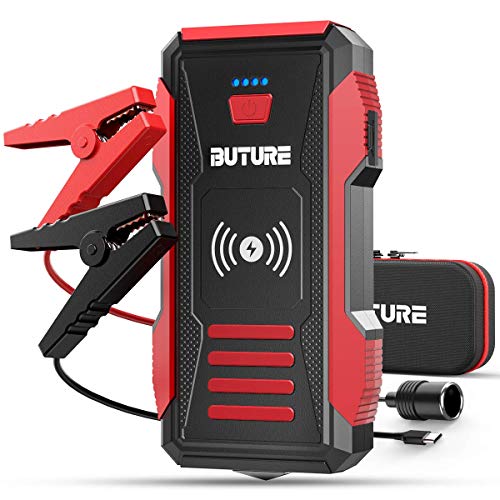 BuTure 23800mAh Arrancador de Coche con Cargador Inalámbrico, 2500A Arrancador de Baterias de Coche para Todo vehículo de Gasolina o 8.0L de Diesel.