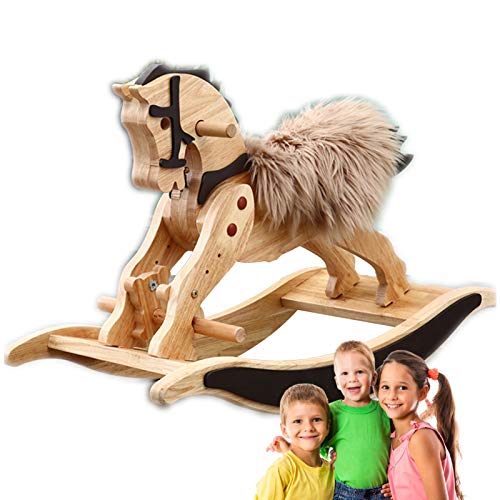 Caballo Mecedor Unicornio De Madera Maciza para Niños, Regalo para Bebé De Un Año, 1-6 Años, Los Adultos Pueden Sentarse, 58X80x38cm,2