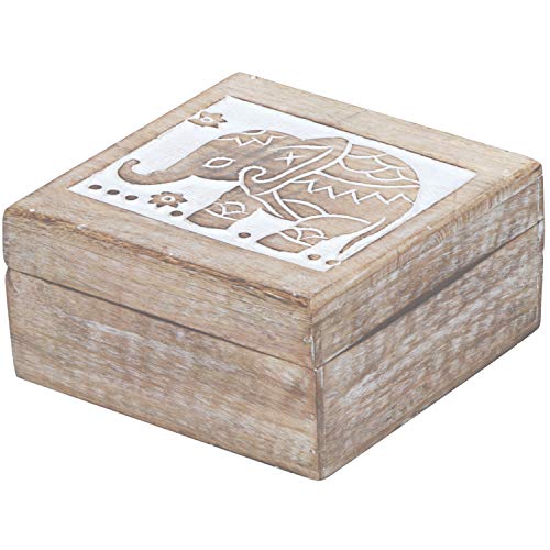 Caja de almacenamiento oriental con tapa Awa de 17 cm de tamaño | Joyero oriental para niñas y mujeres para guardar joyas | Caja marroquí de madera