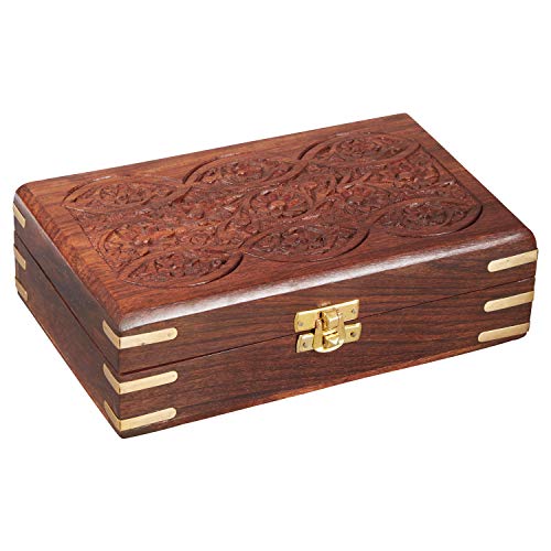 Caja oriental de almacenamiento pequeña con tapa Doaa de 20cm de alto | Caja oriental de joyas para niñas y damas para almacenamiento de joyas | Caja marroquí de madera