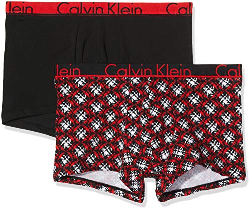 Calvin Klein Trunk 2pk Bañador, Negro (Stamp Plaid Deep Scarlet/Black 7kg), Small (Pack de 2) para Hombre