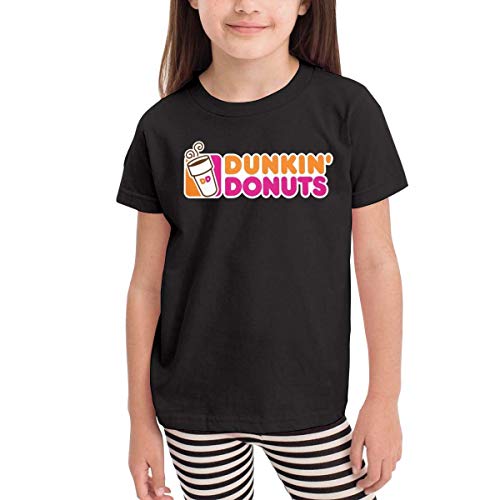 Camiseta de Manga Corta para niños y niñas de 2 a 6 años Dunkin-Donuts Cool Personality Design, Color Negro