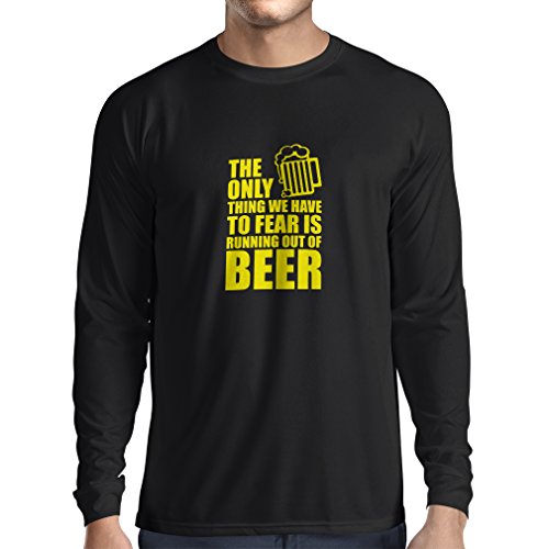 Camiseta de Manga Larga para Hombre Tener Miedo de no Tener una Cerveza - para la Fiesta, Bebiendo Camisetas (X-Large Negro Amarillo) Camiseta de Manga Larga para Hombre Tener Miedo de no Tener una Cerveza - para la Fiesta, Bebiendo Camisetas (X-Large Negro Amarillo)