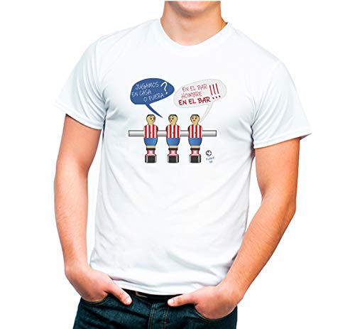 Camiseta Diseño Original Futbolin Colores Atlético. Talla Adulto Algodón 100% (S, Modelo 2)
