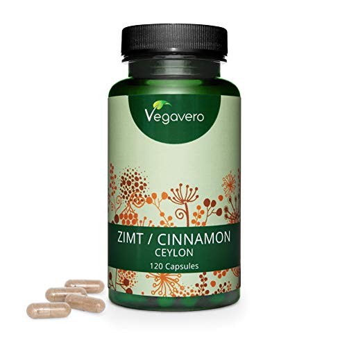 Canela de Ceylán Vegavero® | 2000 mg | Sin Aditivos Artificiales | Control de Glucosa - Azúcar en Sangre | 120 Cápsulas | Apto para Veganos