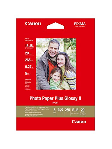 Canon PP-201 Glossy II Papel tintado, 13 x 18 cm, 20 hojas Canon PP-201 Glossy II Papel tintado, 13 x 18 cm, 20 hojas
