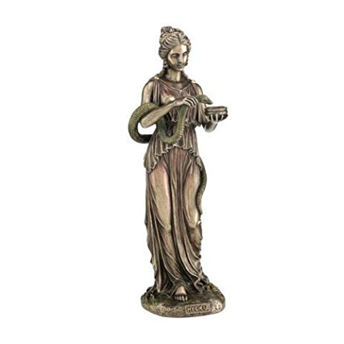 CAPRILO. Figura Mitológica Decorativa de Resina HYGIEIA-Diosa Griega Salud Adornos y Esculturas. Figuras Elegantes. Regalos Originales. Decoración Hogar. 28 x 8 x 8 cm.