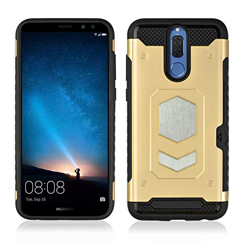 Carcasa compatible con Huawei Mate 10 Lite, ultraligera, magnética, de silicona, antichoque, carcasa rígida para teléfono móvil, ultrafina, ranura para tarjetas, de silicona suave dorado Talla única