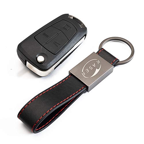 Carcasa Funda Llave Remoto Mando 3 Botones para Opel Vectra Astra Tigra Corsa con Llavero de Cuero KASER Carcasa Funda Llave Remoto Mando 3 Botones para Opel Vectra Astra Tigra Corsa con Llavero de Cuero KASER