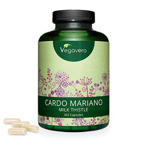 Cardo Mariano Vegavero® | 365 Cápsulas | La Dosis Más Alta: 840 mg | 80% de Silimarina | Sin Aditivos Artificiales | Detox + Hígado y Vesícula* | Testado en Laboratorio | Milk Thistle