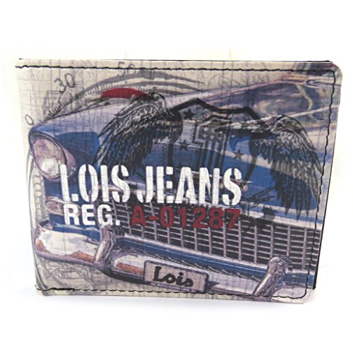 Cartera italiana 'Lois Jean'multicolor (coches de época)- 11x9x2.5 cm.