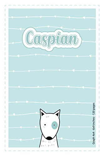 Caspian: Personalized Name Squared Paper Notebook Light Blue Dog | 6x9 inches | 120 pages: Notebook for drawing, writing notes, journaling, doodling, ... writing, school notes, and capturing ideas
