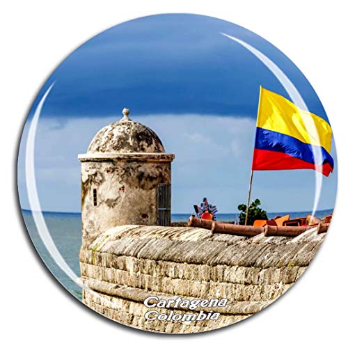 Castillo de San Felipe de Barajas Cartagena Colombia Imán de Nevera Cristal 3D Cristal Ciudad Turística Viaje Colección de Recuerdos Regalo Fuerte Refrigerador Pegatina