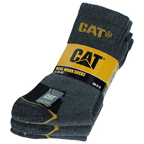 Caterpillar - Calcetines de trabajo de Algodón para hombres, reforzados en el talón y la punta, (Antracita, 43-46), 3 Pares Caterpillar - Calcetines de trabajo de Algodón para hombres, reforzados en el talón y la punta, (Antracita, 43-46), 3 Pares