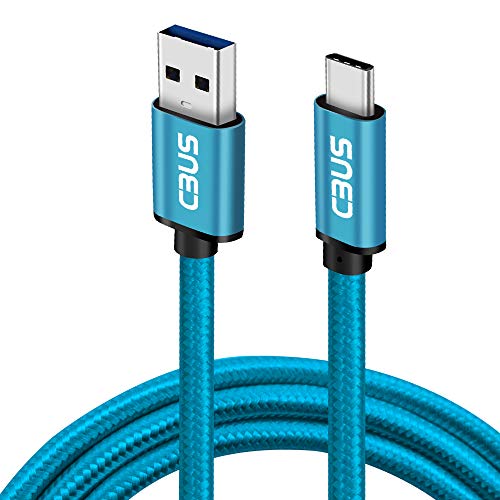 CBUS 2m Cable Trenzado de Alta Resistencia USB-C Cable de Carga Rápida Compatible con XiaoMi Poco X3 NFC, RedMi 9, Note 9S, Note 9 Pro, Note 8, XiaoMi Mi 10 Lite, Mi 10T/10T Pro 5G (Azul)