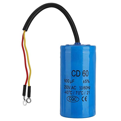 CD60 Condensador de Funcionamiento con Cable Conductor 250V CA 600uF 50 / 60Hz Para Motor Compresor de Aire Azul