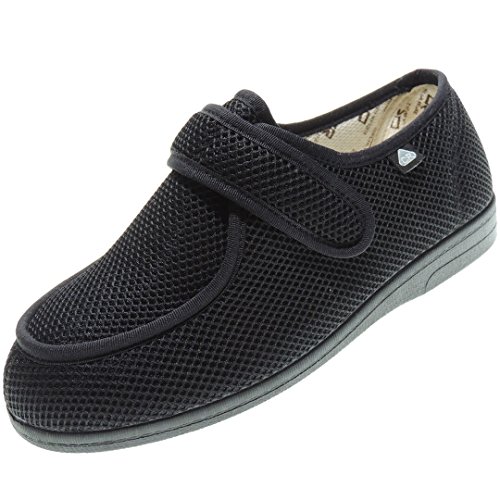 CELIARUIZ Wallaby-REJ Zapatilla Wallaby Rejilla Extra Ancho Especial Antibacteriana Sanitized Diabéticos Posoperatorio Velcro Hombre Mujer Unisex Negro Talla 43