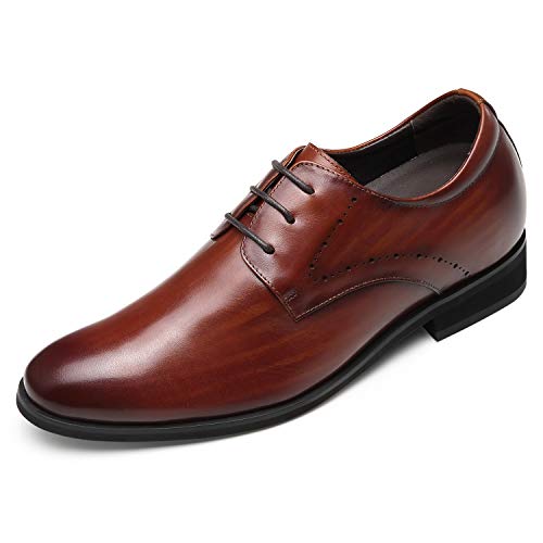 CHAMARIPA Zapatos de ascensor para hombre - 2.76 '' Zapatos de aumento de altura Oxford Zapatos de cuero con cordones zapatos de vestir de negocios para hombres H01X70B801D, color Marrón, talla 45 EU