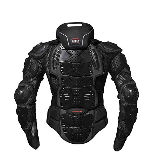 Chaquetas de moto de alta canción para motocicleta, armadura de competición, protector de cuerpo, chaqueta de motocross y protector de cuello (color: A negro, tamaño: XL)