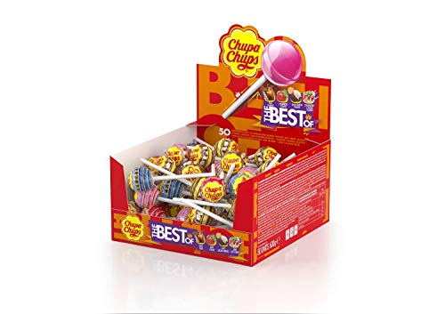 Chupa Chups Original, Caramelo con Palo de Sabores Variados, Display de 50 unidades de 12 gr. (Total 600 gr.) Chupa Chups Original, Caramelo con Palo de Sabores Variados, Display de 50 unidades de 12 gr. (Total 600 gr.)