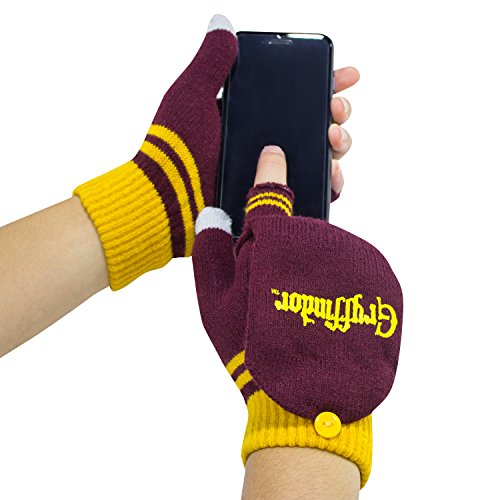 Cinereplicas - Harry Potter - Guantes - Mitones Removibles - Mitones de Pantalla táctil - Licencia Oficial - Casa Gryffindor - Rojo y Amarillo