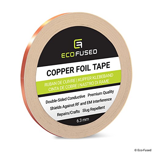 Cinta Adhesiva de Primera Calidad de Cobre - Conducto de Doble Cara - 0.25 Pulgadas (6.3mm) - Blindaje emi y RF, Circuitos de Papel, Reparaciones eléctricas, Conexión a Tierra, Repelente de babosas Cinta Adhesiva de Primera Calidad de Cobre - Conducto de Doble Cara - 0.25 Pulgadas (6.3mm) - Blindaje emi y RF, Circuitos de Papel, Reparaciones eléctricas, Conexión a Tierra, Repelente de babosas
