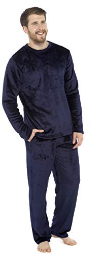 CityComfort Pijamas para Hombre, Pijama Forro Polar Loungewear, Pijama De Forro Polar Pijama De Dos Piezas De Manga Larga, Regalos Originales para Hombre (XL, Azul Marino)