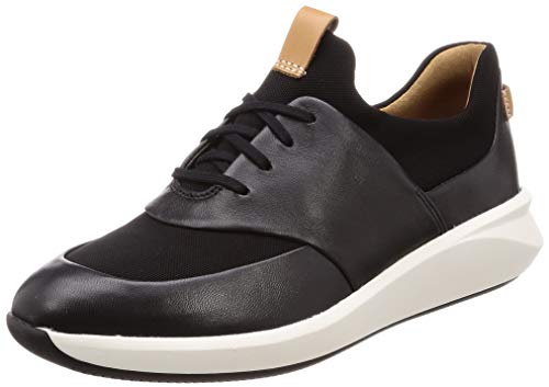 Clarks Un Rio Lace, Zapatillas, Negro (Black Leather Black Leather), 41.5 EU