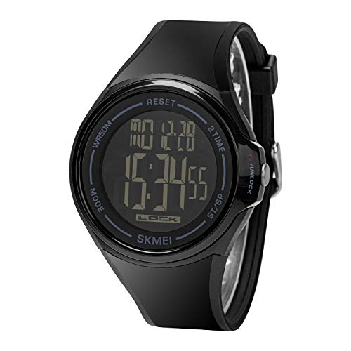 Clastyle Multifunción Reloj Digital Tactil Impermeable Relojes Hombre Deportivo LED Alarmas Multiples Relojes de Pulsera Negros