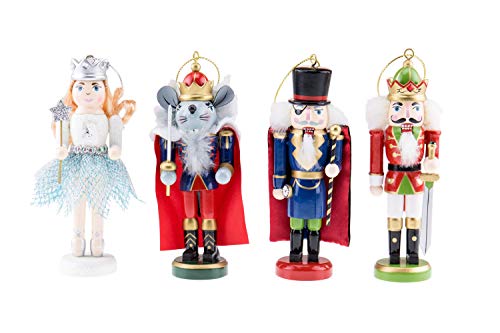 Clever Creations - Cascanueces de tamaño Mini - Figuritas de la Suite El Cascanueces de Chaikovski: el Rey de los Ratones, el Hada de Azúcar, el Concejal Drosselmeyer y el Príncipe Rojo - 12,7 cm