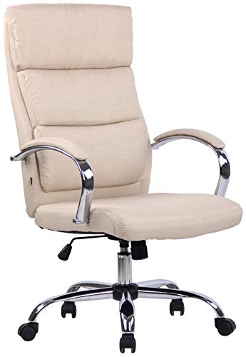 CLP Silla De Oficina Bradford En Simil Cuero o Tela I Silla De Escritorio con Ruedas Regulable En Altura & Giratorio I, Color:Crema, Material:Tela CLP Silla De Oficina Bradford En Simil Cuero o Tela I Silla De Escritorio con Ruedas Regulable En Altura & Giratorio I, Color:Crema, Material:Tela
