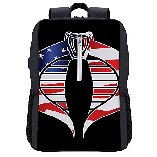 Cobra Star and Stripes Flag GI Joe Mochila para portátil con puerto de carga USB Cobra Star and Stripes Flag GI Joe Mochila para portátil con puerto de carga USB