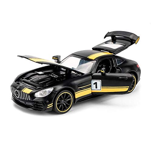Coche modelo de coche una y treinta y dos Mercedes - Mercedes GT Simulación de aleación de fundición a presión de joyas de juguete colección de coches deportivos joyería Negro Amarillo 15x6.5x3.5CM LO