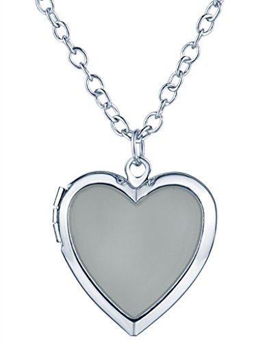 Colgante con collar, en forma de Corazón de Yumilok se ilumina en la noche, se puede poner foto, para mujer, niños, azul claro Colgante con collar, en forma de Corazón de Yumilok se ilumina en la noche, se puede poner foto, para mujer, niños, azul claro