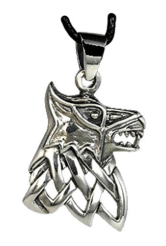 Colgante fenris Wolf con nudo celta de plata cadena colgante LARP Ritter Vikingo Medieval