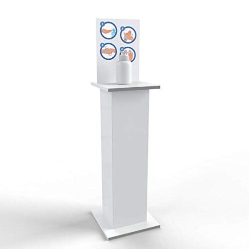 Columna con estante para dispensador de gel higienizante desinfectante de manos, 38 x 96 cm